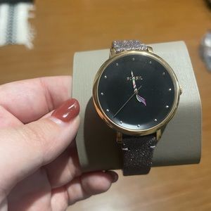 Jacqueline Rose Gold-Tone Stainless Steel Watch Face & Purple Glitter Strap